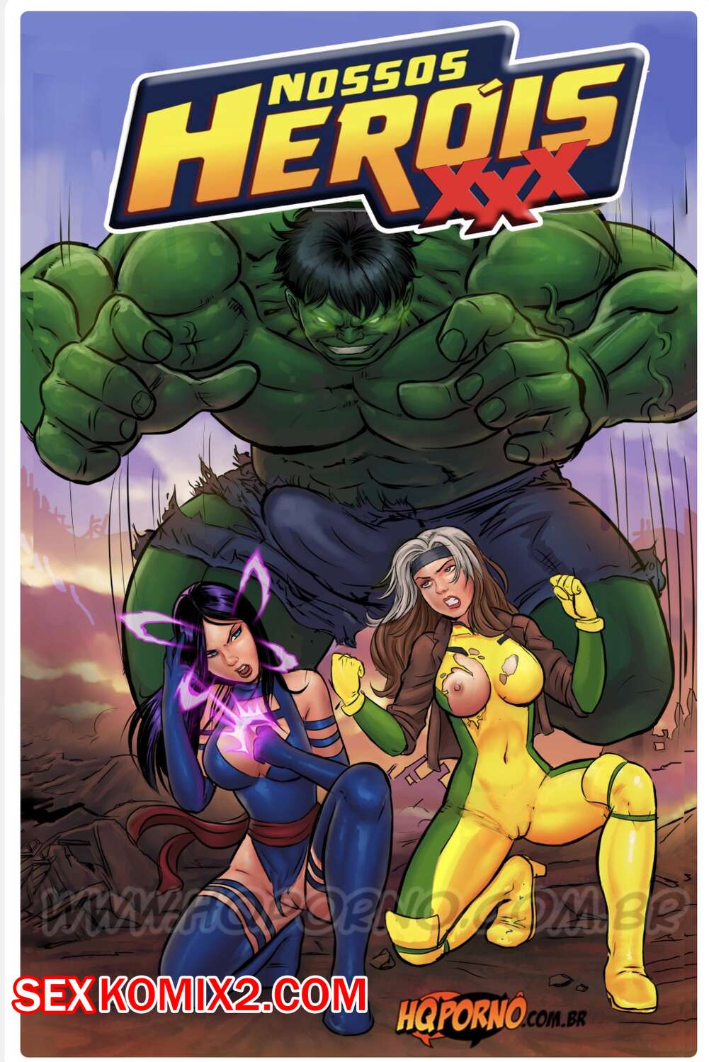 ✅️ Порно комикс Марвел Халк трахает наших героинь Hulk Fode  